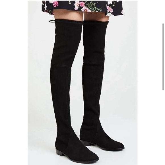 Stuart Weitzman OTK Lowland Boots Shoes Suede Over the Knee Black - Picture 4 of 16